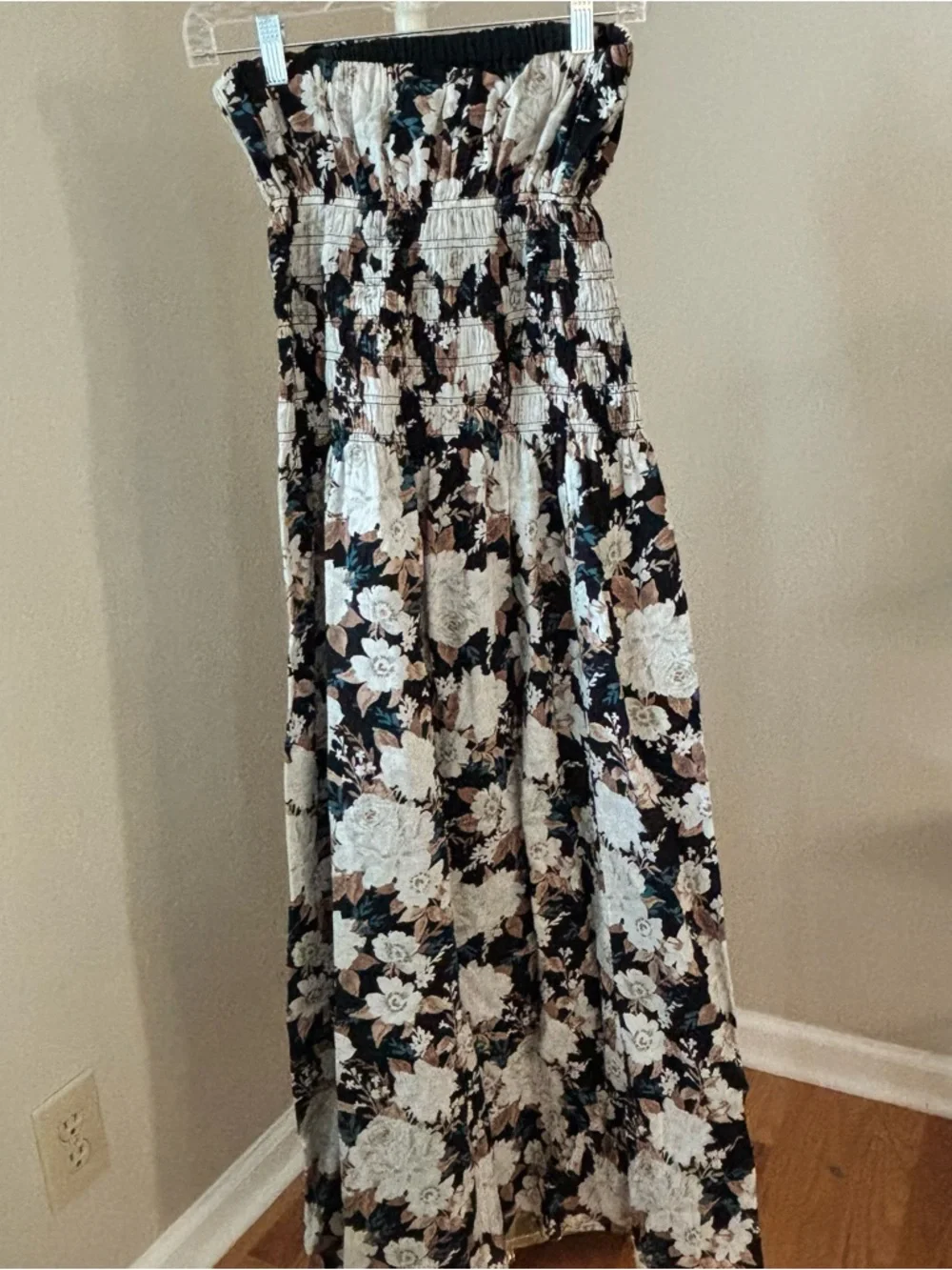 Abercrombie & Fitch Strapless Drop Waist Smocked Floral Maxi Dress Size Medium